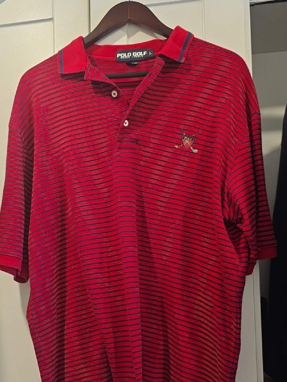 Ralph Lauren Red and Navy Striped Polo